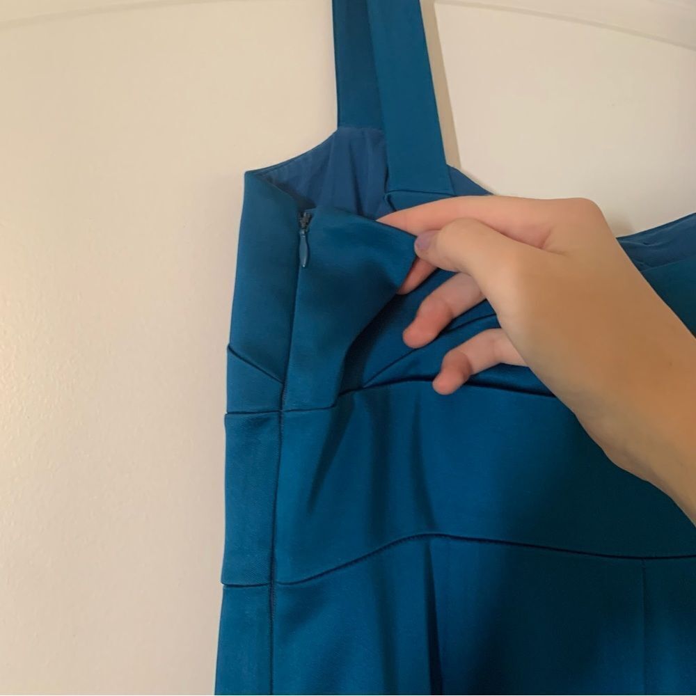 Womens Blue Satin Cocktail Midi Dress - Picture 6 of 6